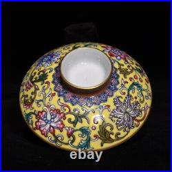 6 Qianlong Chinese Famille rose Porcelain Peach Crane Tray Bowl Cup Set