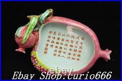 6'' Qianlong Famille Rose Glaze Porcelain Word Poetry Pattern Peach Pen Washing