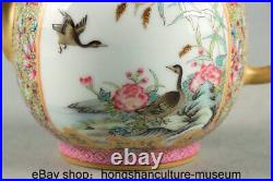6 Qianlong Marked China Famile Rose Porcelain Gilt Dynasty Flower Bird Teapot