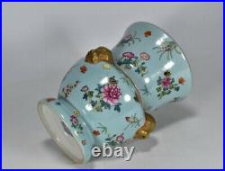7.1 China Old dynasty Porcelain Qianlong mark famille rose flowers plants vase