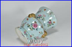 7.1 Old Antique Porcelain qing dynasty qianlong famille rose peony flower Vase