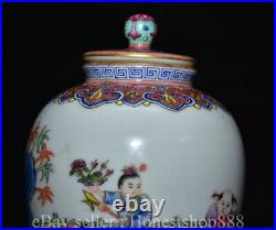 7.4 Qianlong Marked Chinese Famille rose Porcelain Tongzi Jar Pot Crock