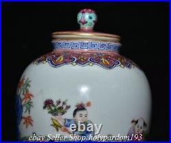 7.4 Qianlong Marked Chinese Famille rose Porcelain Tongzi Jar Pot Crock