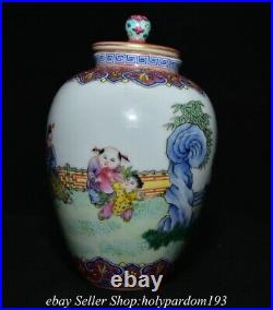 7.4 Qianlong Marked Chinese Famille rose Porcelain Tongzi Jar Pot Crock