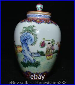 7.4 Qianlong Marked Chinese Famille rose Porcelain Tongzi Jar Pot Crock