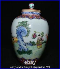 7.4 Qianlong Marked Chinese Famille rose Porcelain Tongzi Jar Pot Crock