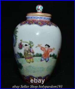 7.4 Qianlong Marked Chinese Famille rose Porcelain Tongzi Jar Pot Crock