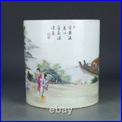 7.8 Old porcelain qing dynasty qianlong mark famille rose character Brush Pots