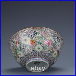 7.8 old porcelain qing dynasty qianlong mark famille rose flower plants bowl