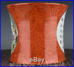 7 Qianlong Marked Chinese Famille Rose Porcelain figure Brush Pot Pencil Vase