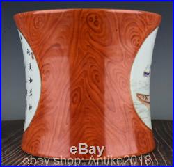 7 Qianlong Marked Chinese Famille Rose Porcelain figure Brush Pot Pencil Vase
