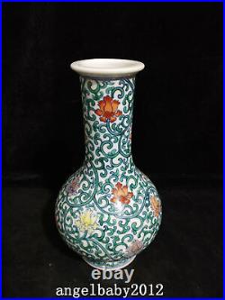 8.7 Antique China Porcelain qing dynasty qianlong mark famille rose peony Vase