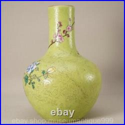 8.8 Qianlong Marked Chinese Famille rose Porcelain Flower Bird Vase Bottle