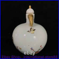 8.8 Qianlong Marked Old China Famille Rose Porcelain Palace Flower Bird Bottle