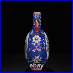 8 China Porcelain qing dynasty qianlong mark famille rose flower insect Vase