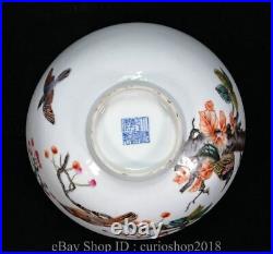 8 Qianlong Marked China Famile Rose Porcelain Dynasty Flower Bird Pattern Bowl