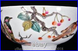 8 Qianlong Marked China Famile Rose Porcelain Dynasty Flower Bird Pattern Bowl