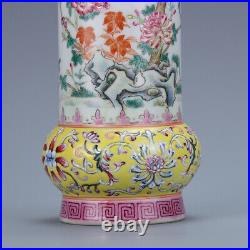 8 old Chinese porcelain Qing dynasty qianlong mark famille rose flower vase