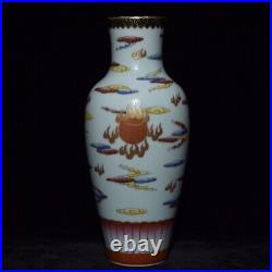 9.1 Antique dynasty Porcelain qianlong mark pair famille rose cloud Dragon vase