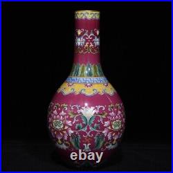 9.1 Chinese Old Porcelain Qing dynasty qianlong mark famille rose flower Vase