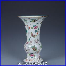 9.2 China Old Porcelain Qing dynasty qianlong mark famille rose butterfly Vase