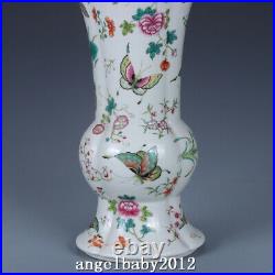 9.2 China Old Porcelain Qing dynasty qianlong mark famille rose butterfly Vase