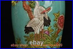 9.2 Qianlong Marked Chinese famille porcelain crane Flower Bottle vase pair