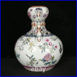 9.3Antique dynasty Porcelain qianlong mark famille rose Butterfly flowers vase