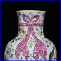 9.5 Old China Porcelain Qing dynasty qianlong mark famille rose peony bird Vase