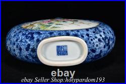 9.6 Qianlong Chinese Blue white Famille rose Porcelain Flower Flat Bottle Vase