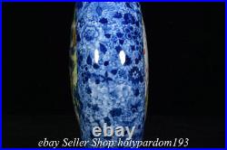 9.6 Qianlong Chinese Blue white Famille rose Porcelain Flower Flat Bottle Vase