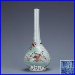 9 old chinese porcelain qing dynasty qianlong mark famille rose Goose vase
