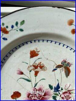 A 34 cm Huge Chinese Famille Rose Porcelain Plate Rare Butterfly Motive Qianlong
