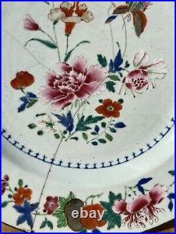 A 34 cm Huge Chinese Famille Rose Porcelain Plate Rare Butterfly Motive Qianlong