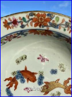 A Antique Chinese Carp Bowl-Plate Famille Rose Porcelain Qianlong Period