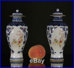 A BEAUTIFUL PAIR antique CHINESE FAMILLE ROSE BALUSTER VASES QIANLONG 18TH CENT