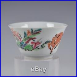 A Chinese Porcelain Qianlong Period Famille Rose Cup And Saucer With Deer