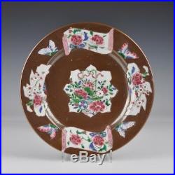 A Perfect Brown Glazed Chinese Porcelain Qianlong Period Famille Rose Plate
