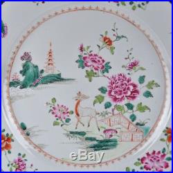 A Perfect Chinese Porcelain 18th Century Qianlong Famille Rose Charger With Deer