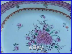 A Rare Chinese Export Porcelain Famille Rose Qianlong Platter Chrysanthemum