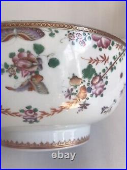 A SUPERB Qianlong Period Export Porcelain Famille Rose Punch Bowl 29 cm Long