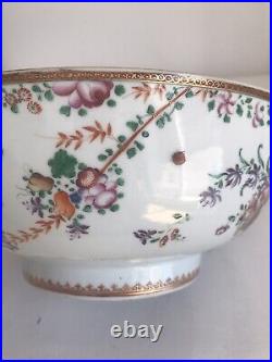 A SUPERB Qianlong Period Export Porcelain Famille Rose Punch Bowl 29 cm Long