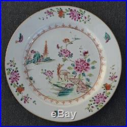 A chinese famille rose plate decorated with scenes of dear and, qianlong period