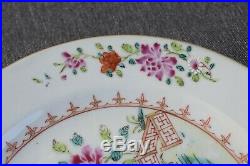 A chinese famille rose plate decorated with scenes of dear and, qianlong period