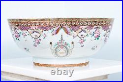 A large Chinese famille rose porcelain punch bowl, Qianlong period, 18th century