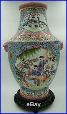 AMAZING Pair of Republic Signed Qianlong Chinese Porcelain Famille Rose Vases