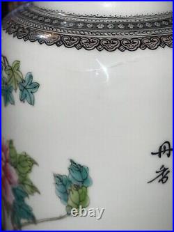 ANTIQUE CHINESE famille porcelain VASE, QIANLONG MARK RARE Check Pics OBO