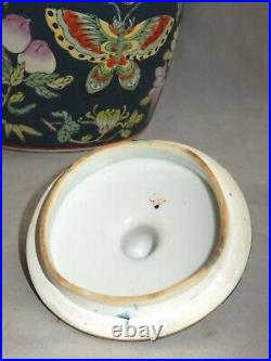 ANTIQUE QIANLONG 19th CENTURY CHINESE PORCELAIN FAMILLE ROSE GINGER JAR WITH LID