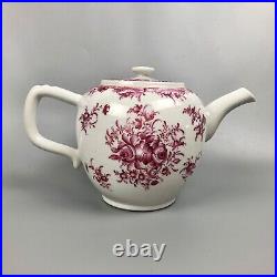 An 18thc Qianlong Period Chinese famille rose teapot painted with puce flowers