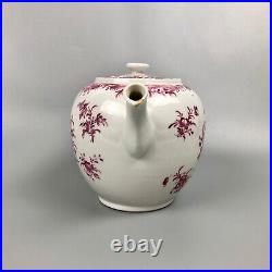 An 18thc Qianlong Period Chinese famille rose teapot painted with puce flowers